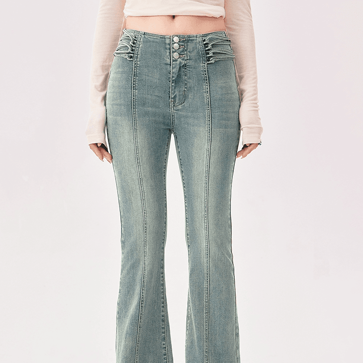 Джинсы CHUU Medium Denim Blue Women's Jeans CHUU Средний деним синий женский джинсы - изображение 6