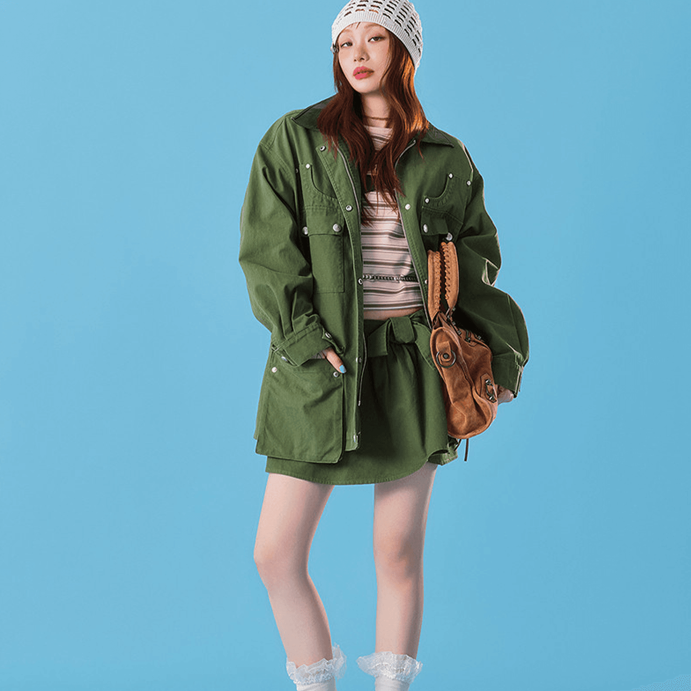 CHUU Army Green Женское короткое пальто - изображение 4