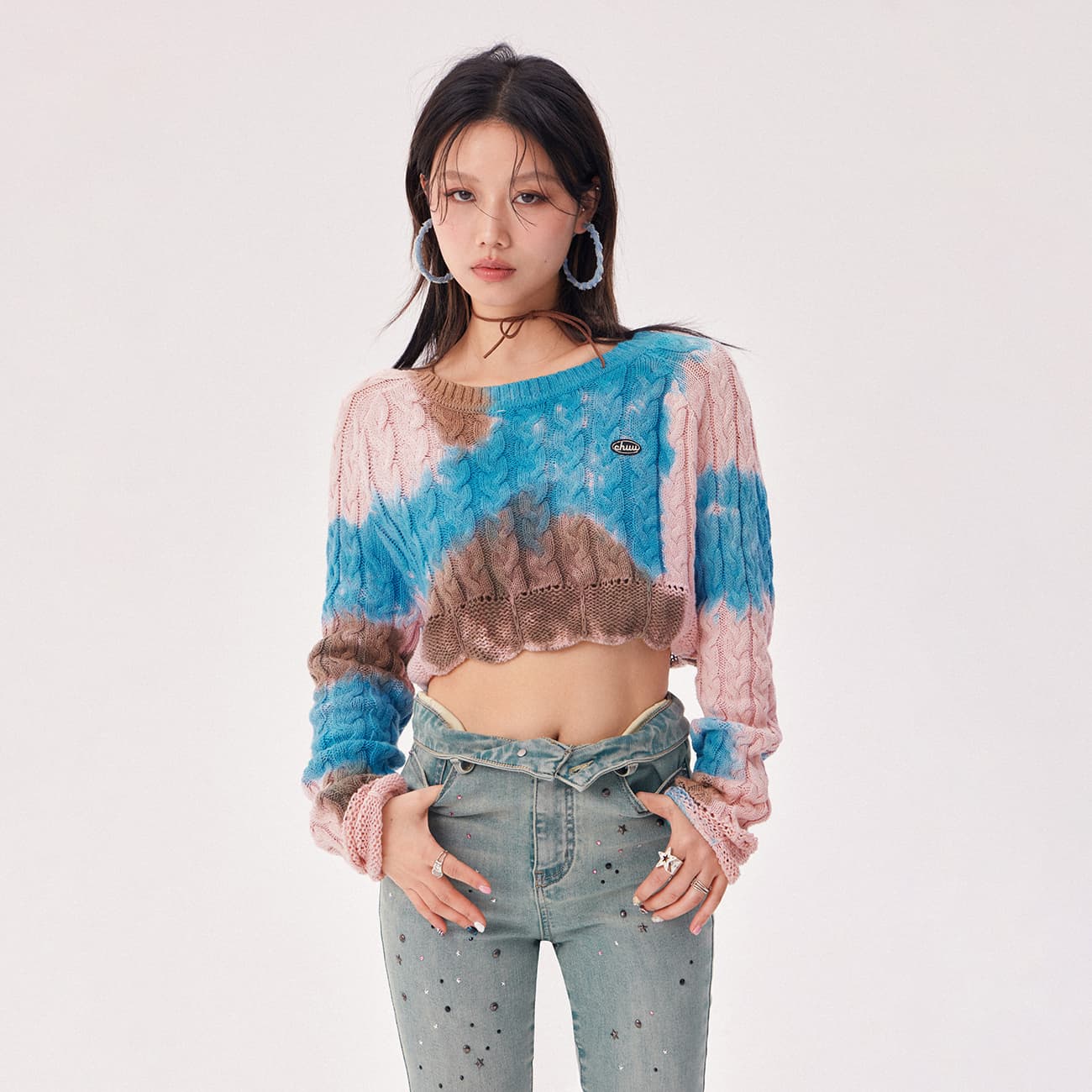 Кофта CHUU Розовый Tie Dye Женская Трикотажная - изображение 3