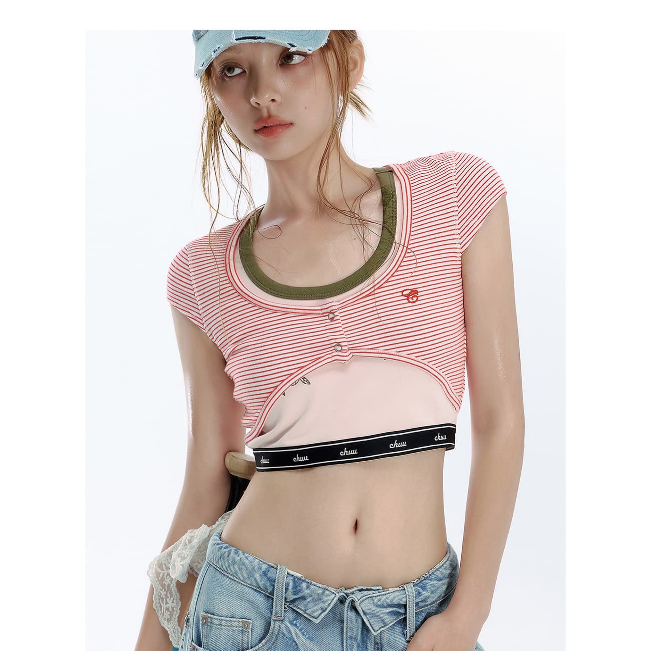 CHUU Red Stripes Женские Укороченные Куртки и Пальто - изображение 5