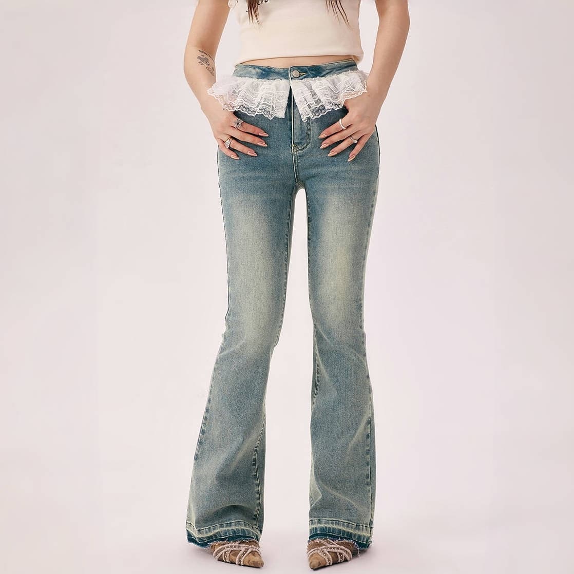 Джинсы CHUU Medium Denim Blue Women's Jeans CHUU Средний деним синий женский джинсы - изображение 5