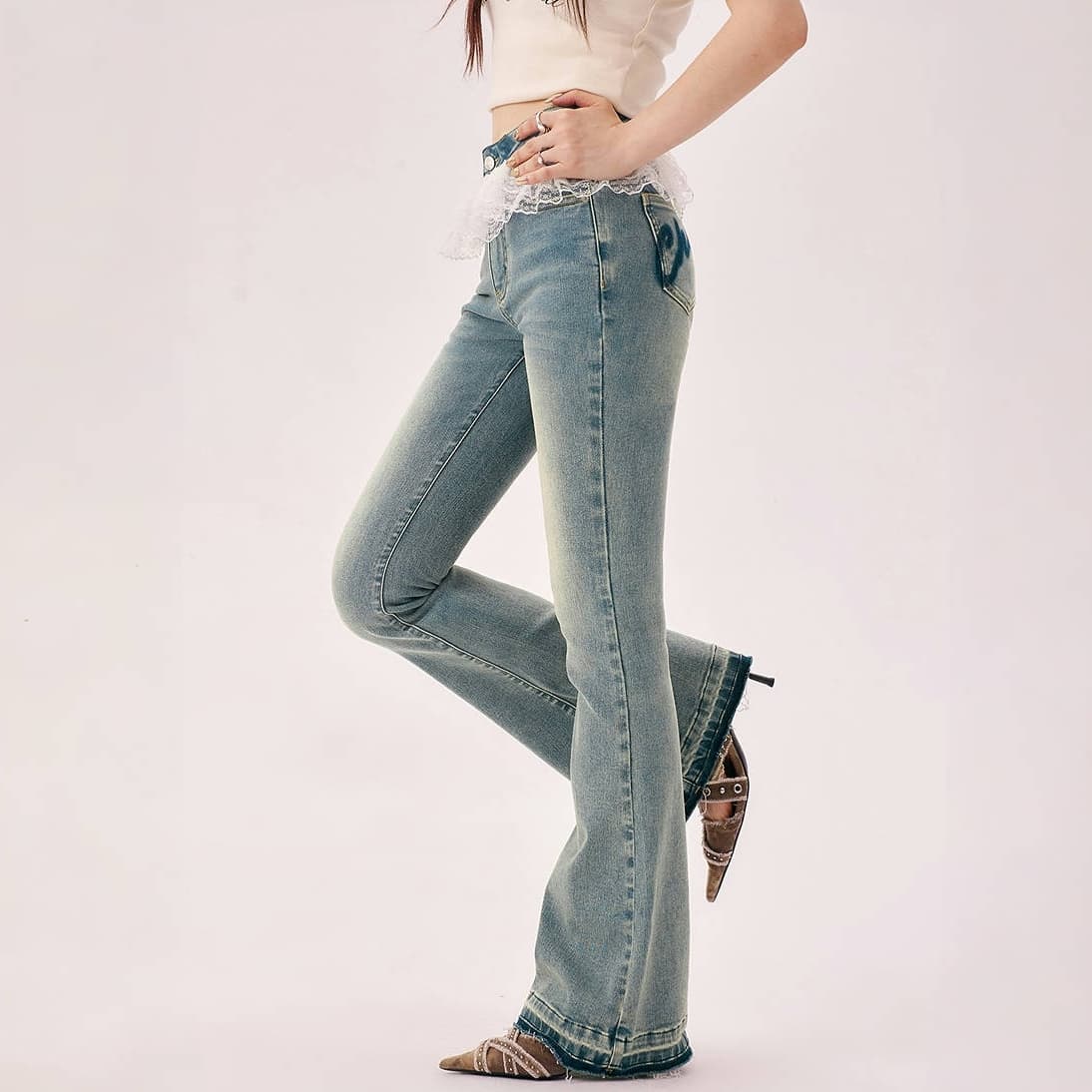 Джинсы CHUU Medium Denim Blue Women's Jeans CHUU Средний деним синий женский джинсы - изображение 3