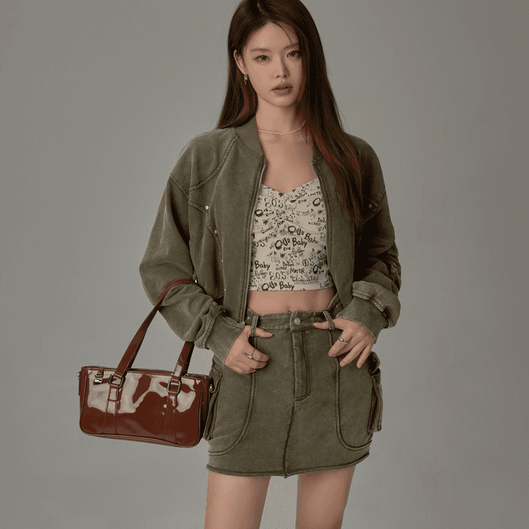 CHUU Cropped Jacket Женская Армейский Зеленый - изображение 5