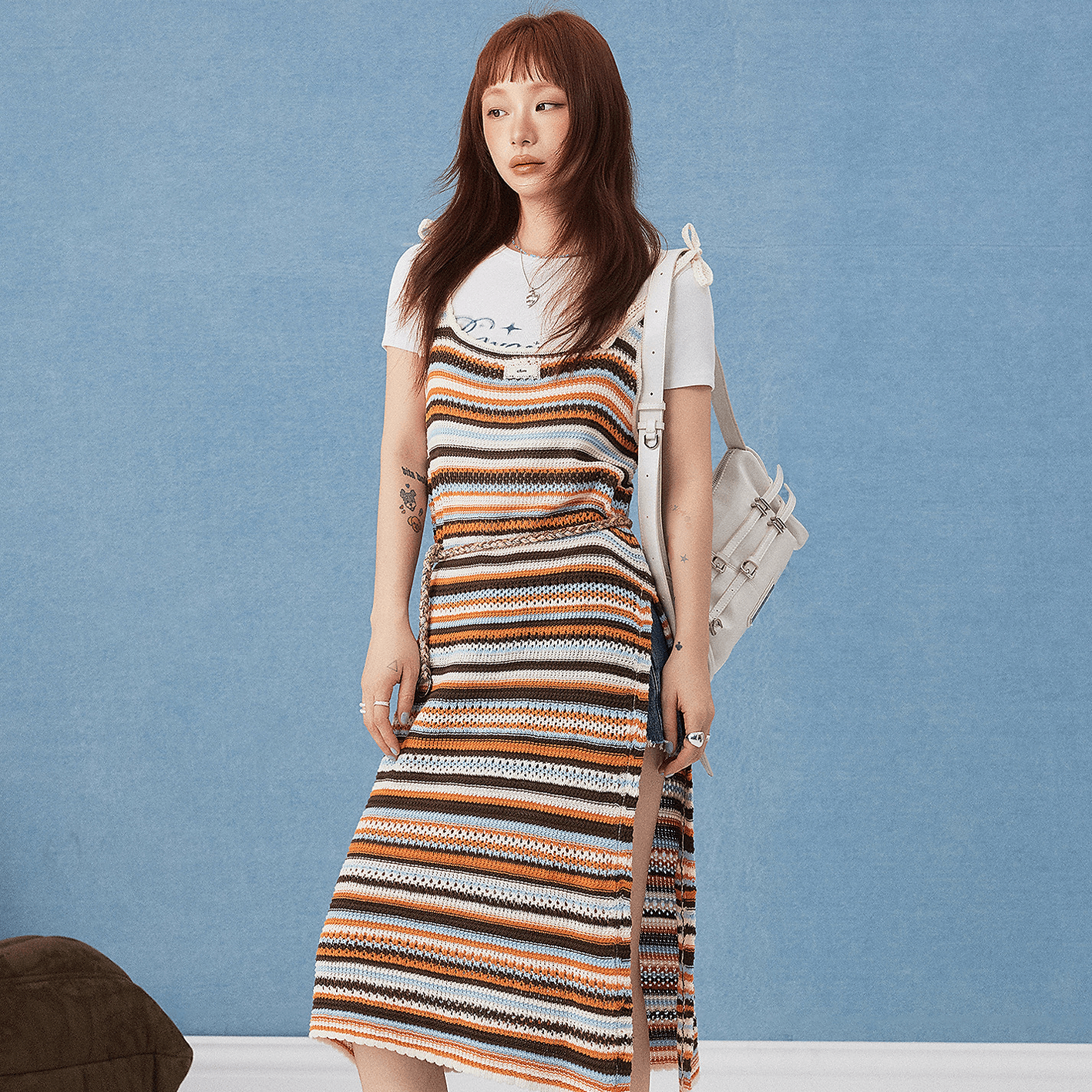 CHUU Оранжевый Полосы Женские Жилеты - изображение 3