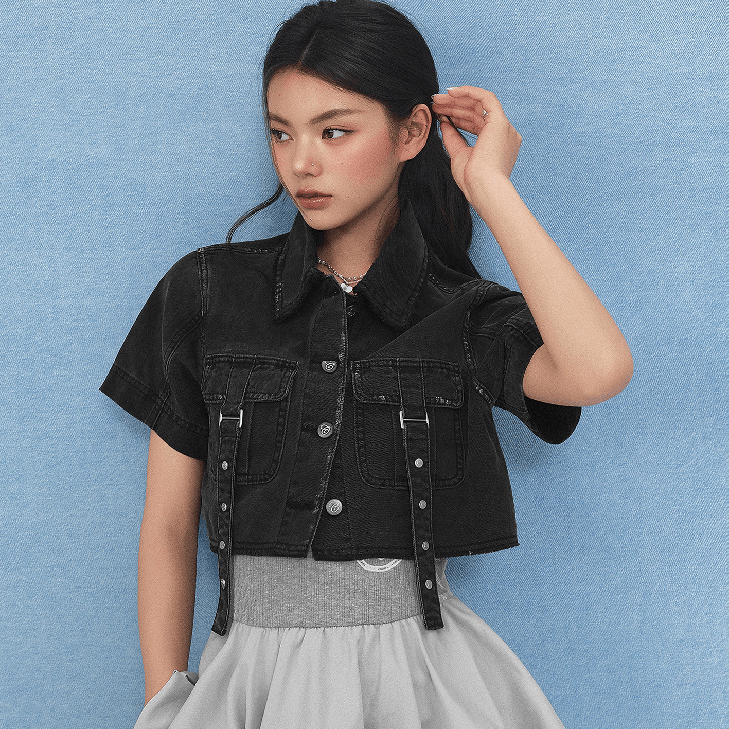 CHUU Carbon Gray Женское короткое пальто - изображение 2