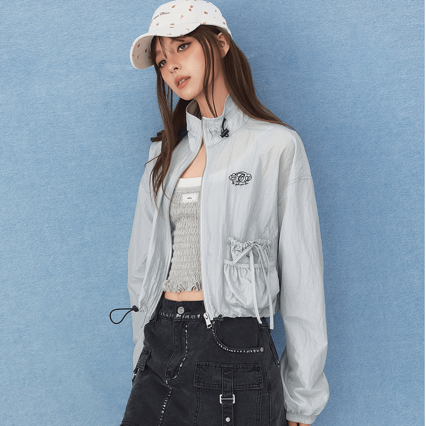 CHUU Light Gray Women's Short Coat CHUU Светло-серый женский короткий пальто - изображение 4