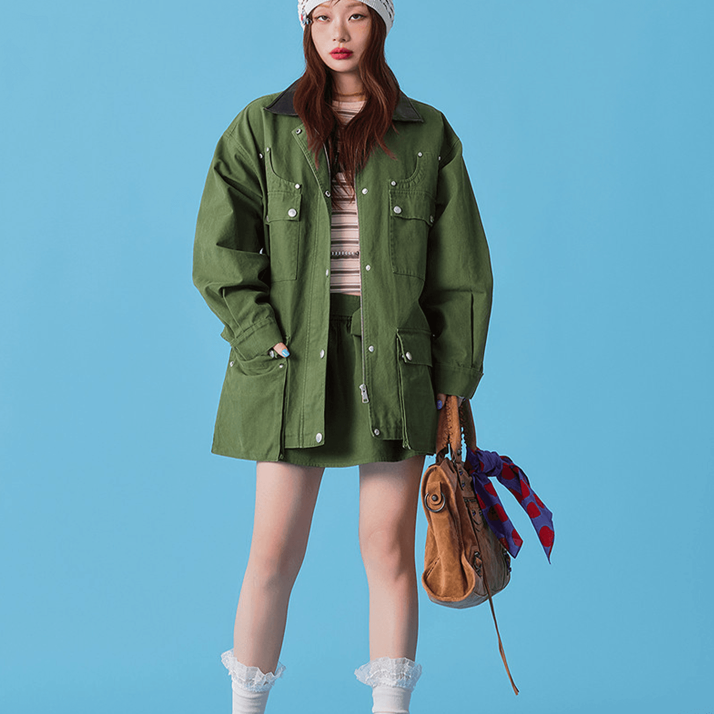 CHUU Army Green Женское короткое пальто - изображение 5