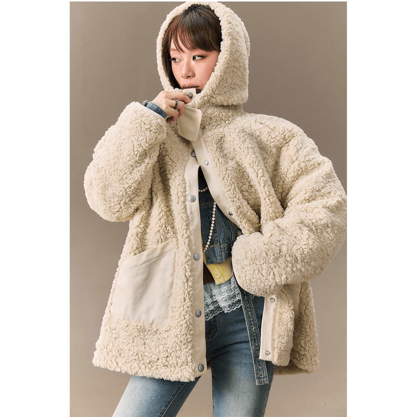 CHUU Абрикос Женские Бархатные Куртки - изображение 3