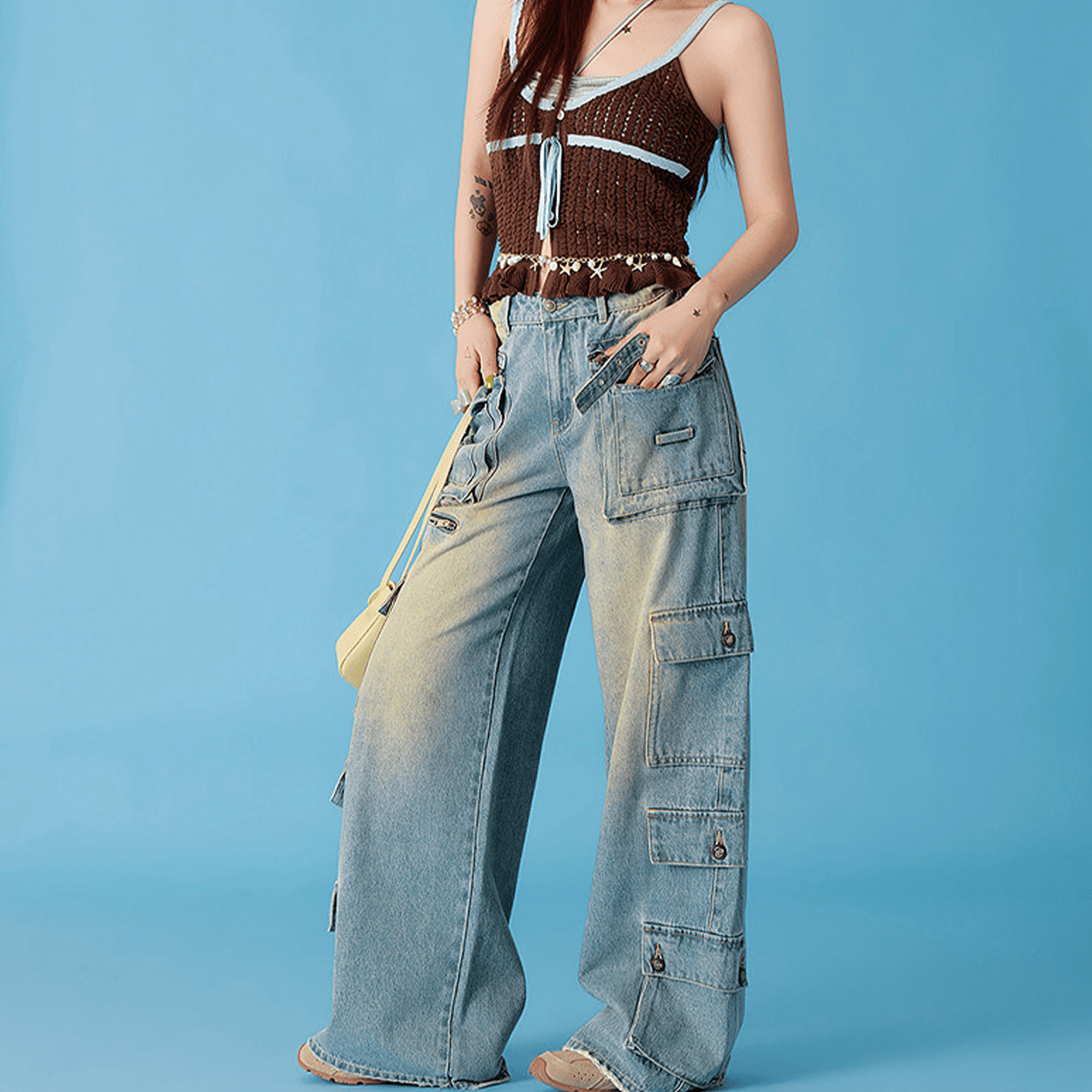 Джинсы CHUU Medium Denim Blue Women's Jeans CHUU Средний деним синий женский джинсы - изображение 5
