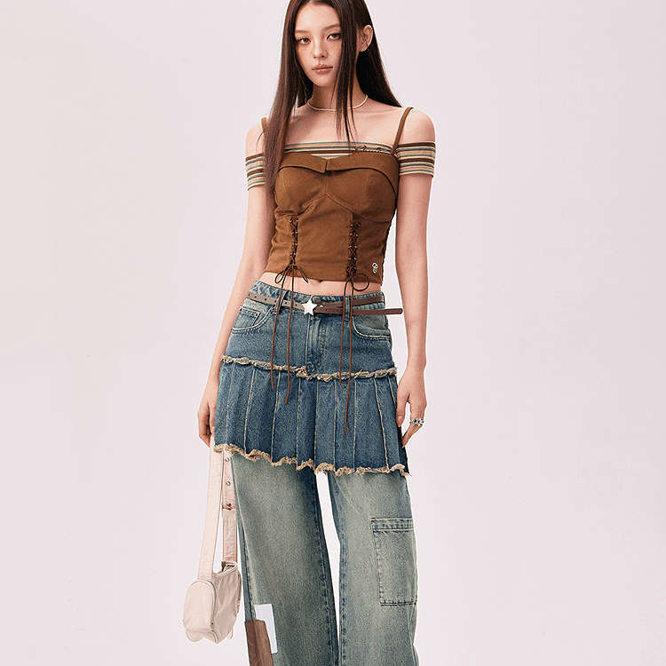 Джинсы CHUU Medium Denim Blue Women's Jeans CHUU Средний деним синий женский джинсы - изображение 6