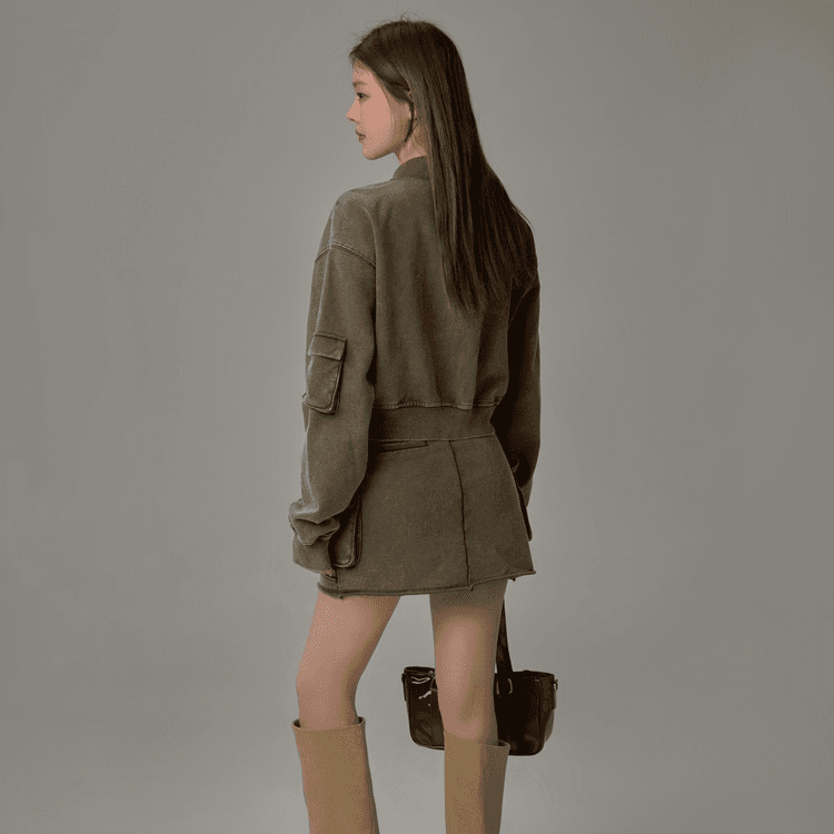 CHUU Cropped Jacket Женская Армейский Зеленый - изображение 4