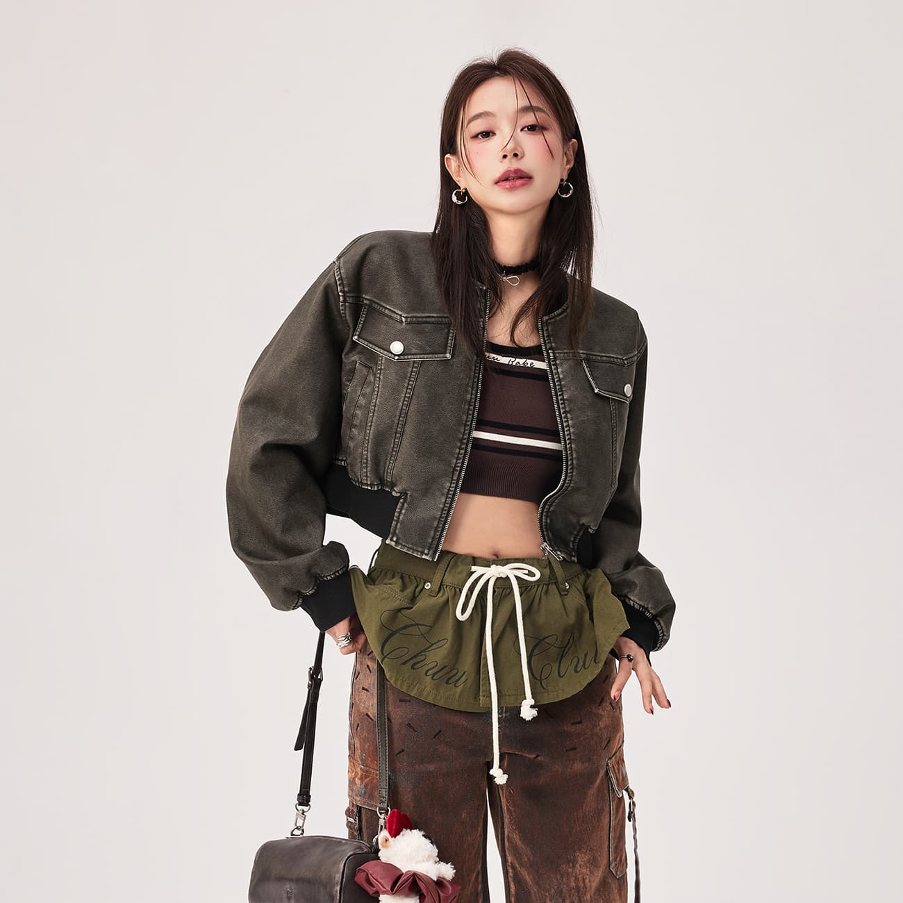CHUU Carbon Gray Женское короткое пальто - изображение 3