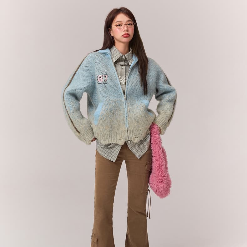 Кофта CHUU Трикотаж Женский Синий Tie Dye - изображение 3