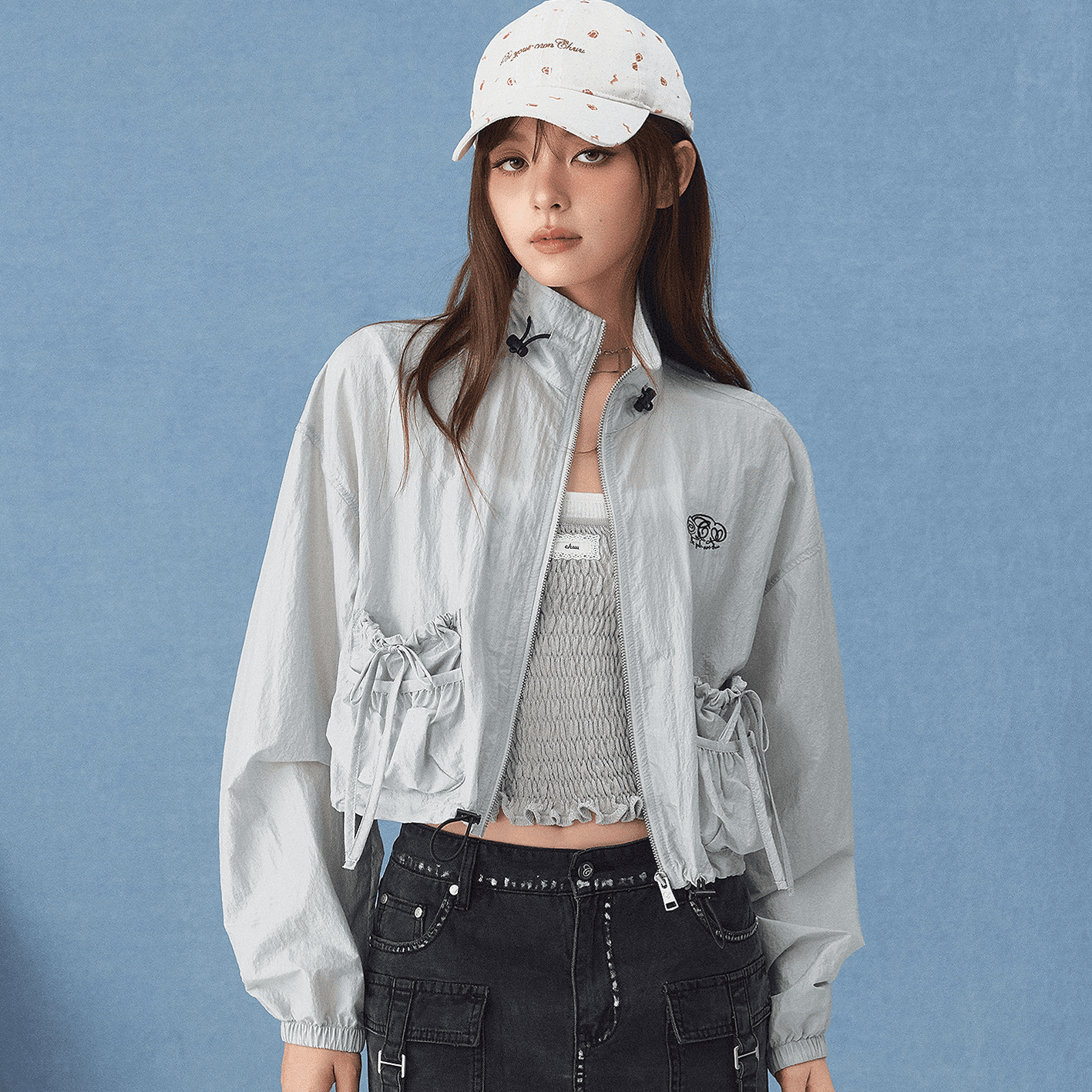 CHUU Light Gray Women's Short Coat CHUU Светло-серый женский короткий пальто - изображение 5