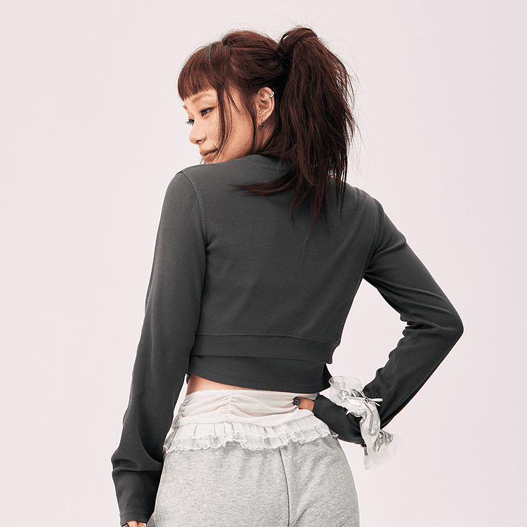 CHUU Carbon Gray Женское короткое пальто - изображение 3
