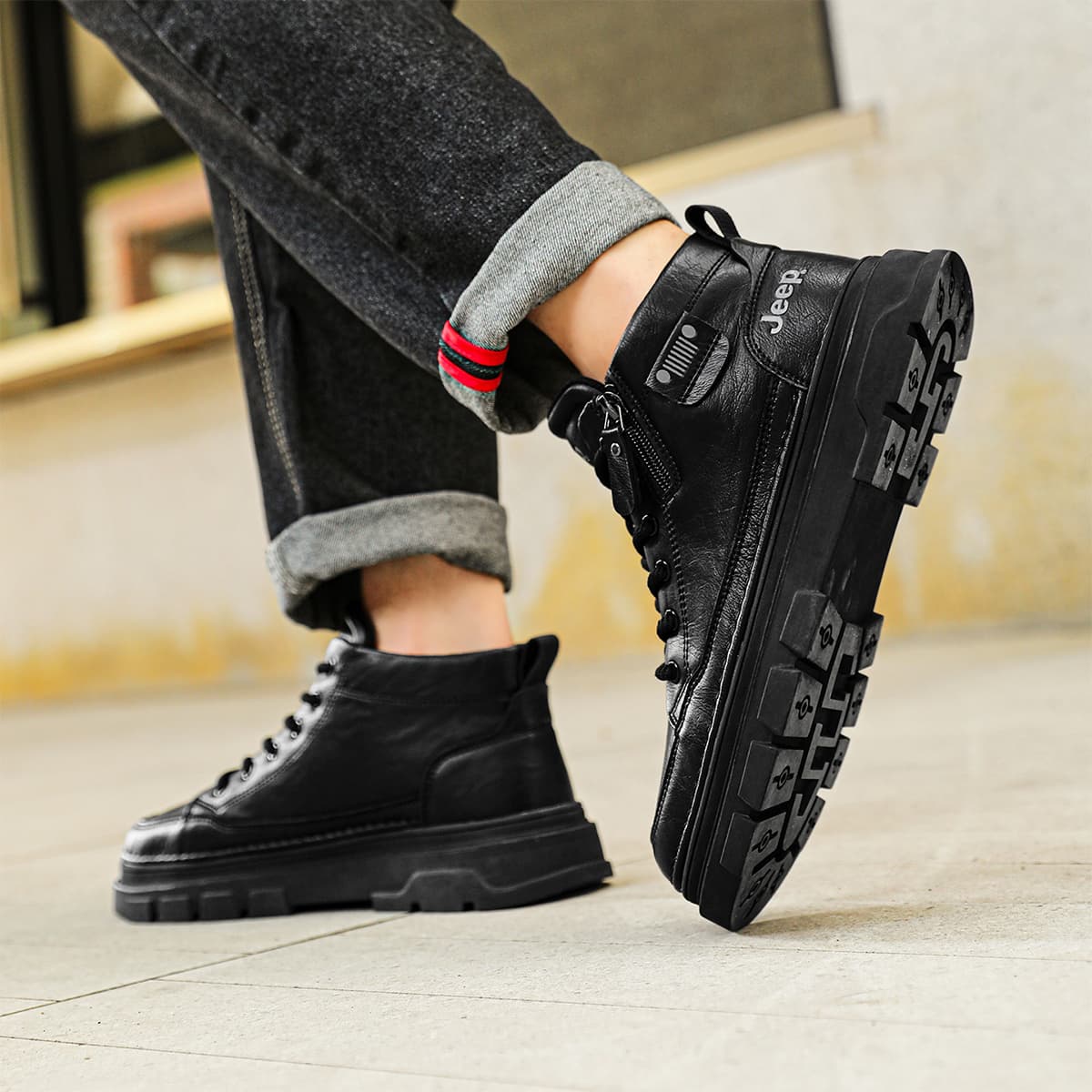Кроссовки Jeep Fashion Sports Collection Амортизация Устойчивость к истиранию Покрытие Увеличение Высоты Высокие Кеды - изображение 7