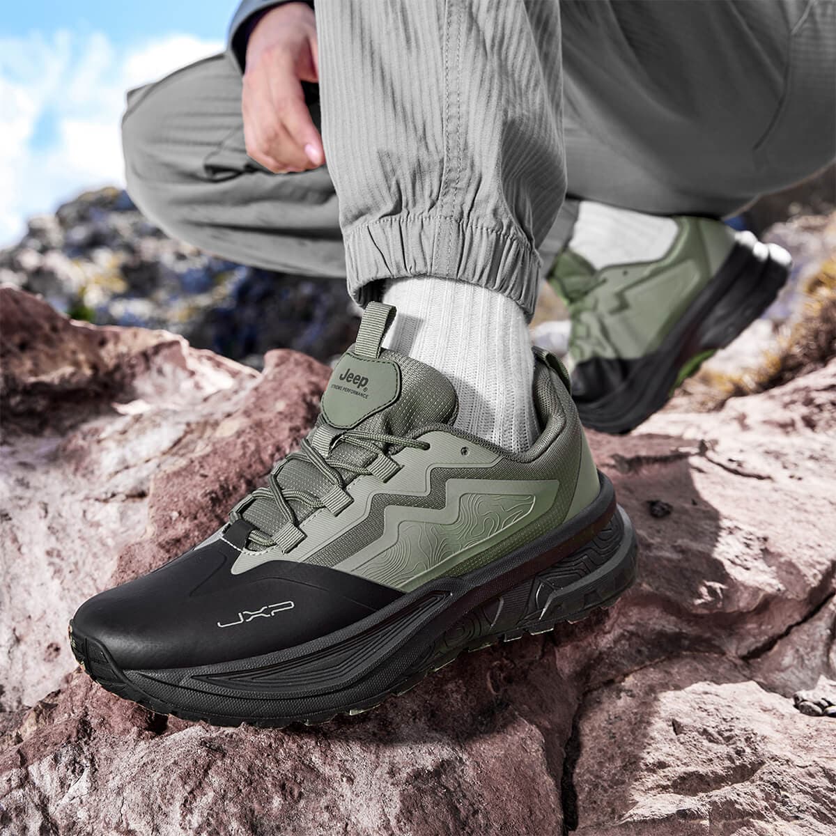 Кроссовки Jeep Outdoor Lifestyle Текстиль ТПУ (TPU) Устойчивый к истиранию Отскок Сцепление Низкий профиль Походная обувь Мужская - изображение 7