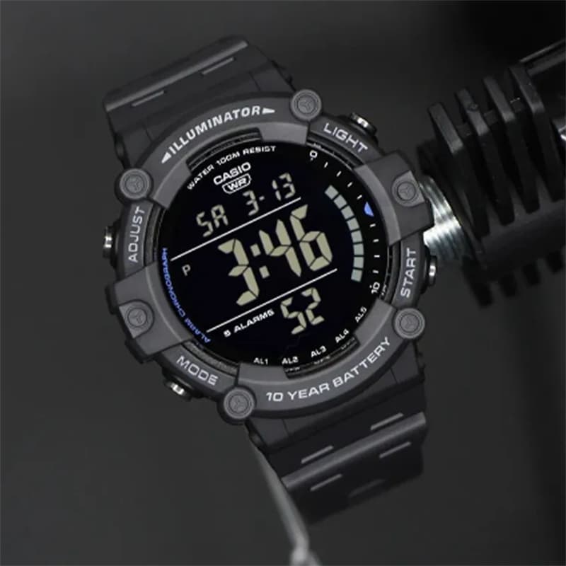 Часы CASIO Кварцевый механизм Смола Шнуровка Часы для мужчин Черный циферблат - изображение 4
