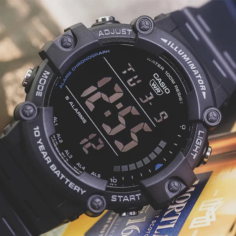 Часы CASIO Кварцевый механизм Смола Шнуровка Часы для мужчин Черный циферблат - изображение 3