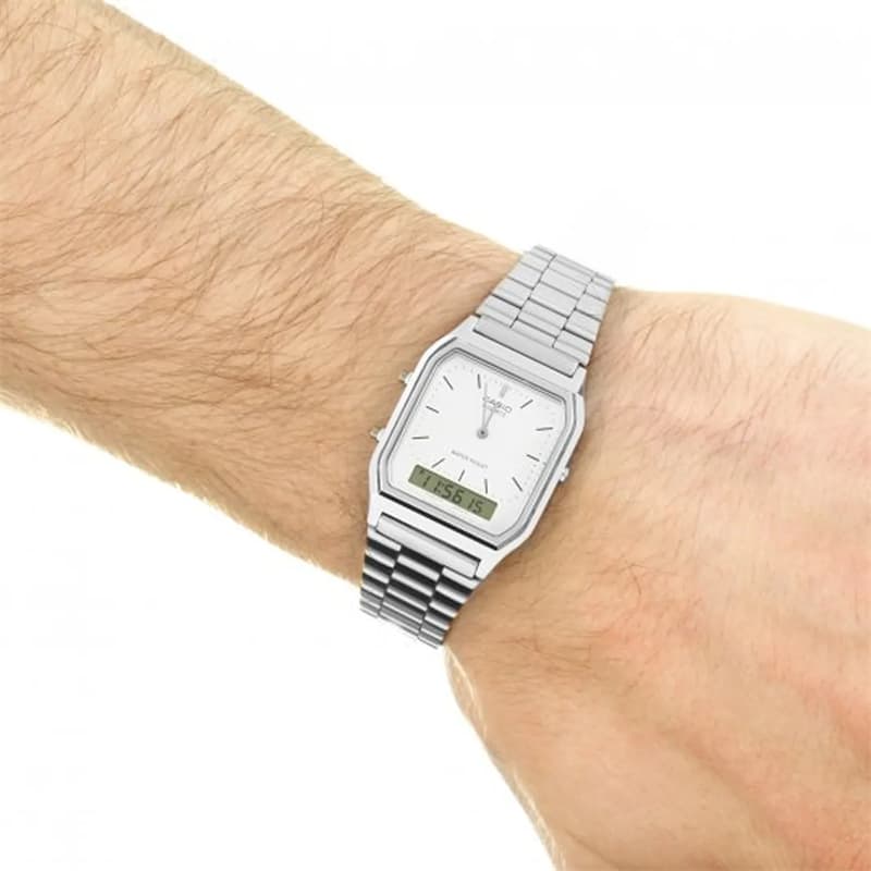 Часы CASIO Square Dual Display Series Кварцевый механизм Watch Women's Watch Белый циферблат - изображение 2