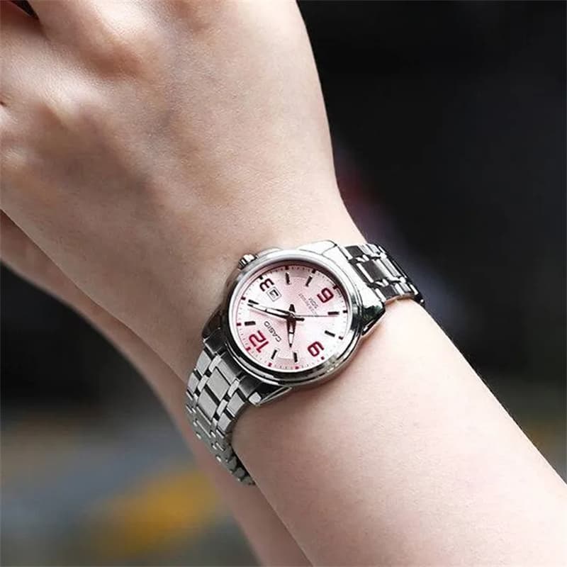 Часы CASIO Винтажная модель L Розовый CRUSHED ICE Кварцевый механизм Нержавеющая сталь Шнуровка Часы Женские Часы - изображение 4