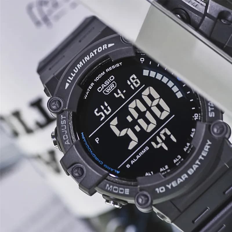 Часы CASIO Кварцевый механизм Смола Шнуровка Часы для мужчин Черный циферблат - изображение 2