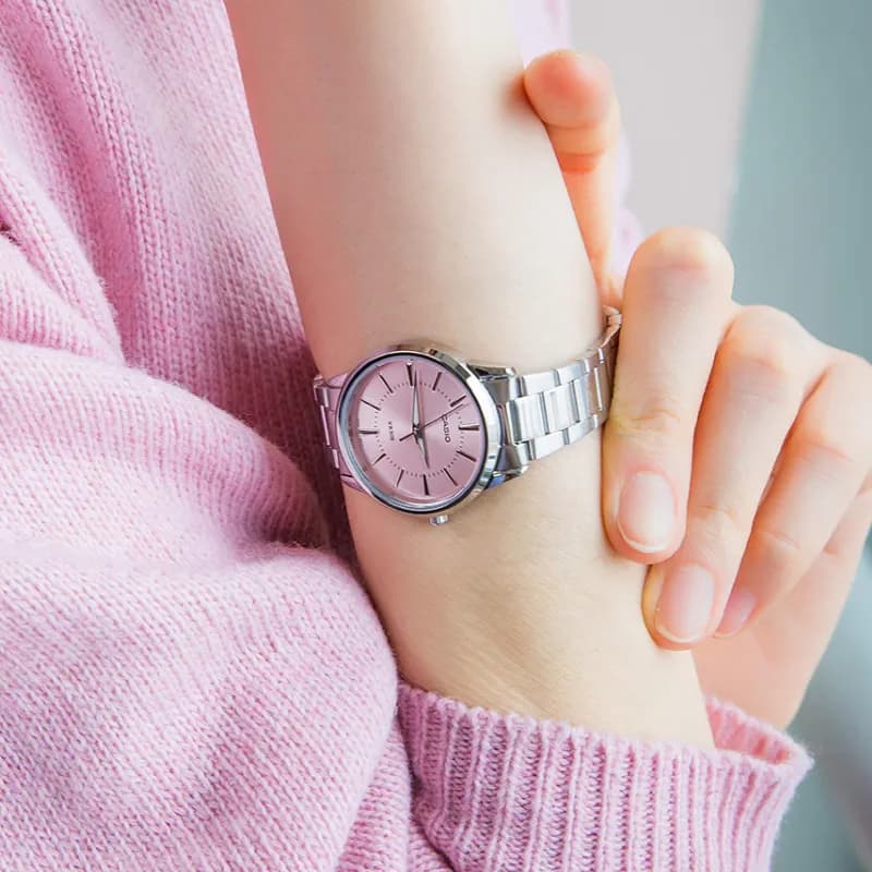 Часы CASIO Кварцевый механизм Часы Женские Розовый циферблат часов - изображение 3