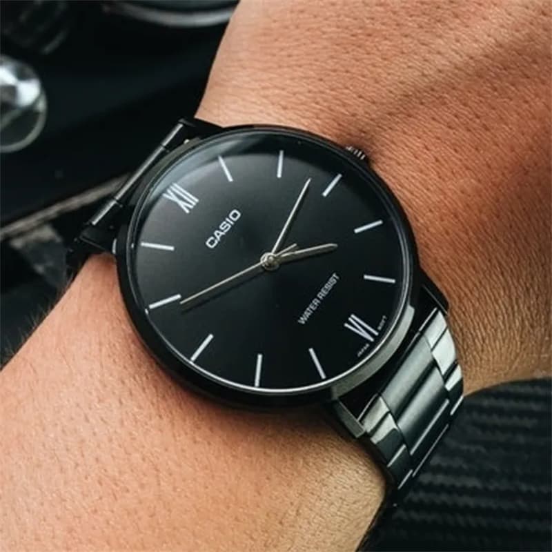 Часы CASIO Темное Сердце Кварцевый Механизм Мужские Часы Черный Циферблат - изображение 2