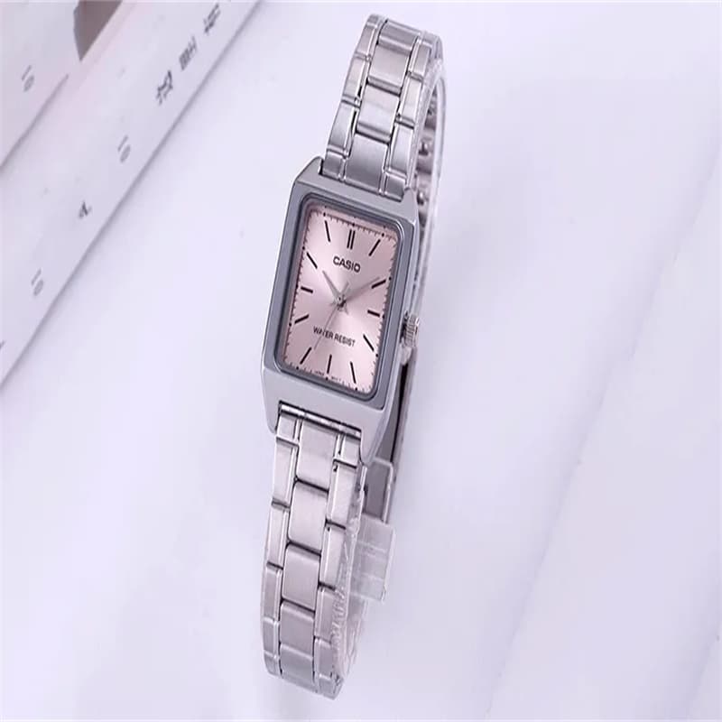 Часы CASIO Винтажные Маленькие Блоки Кварцевый Механизм Часы Женские Розовый Циферблат Часов - изображение 3