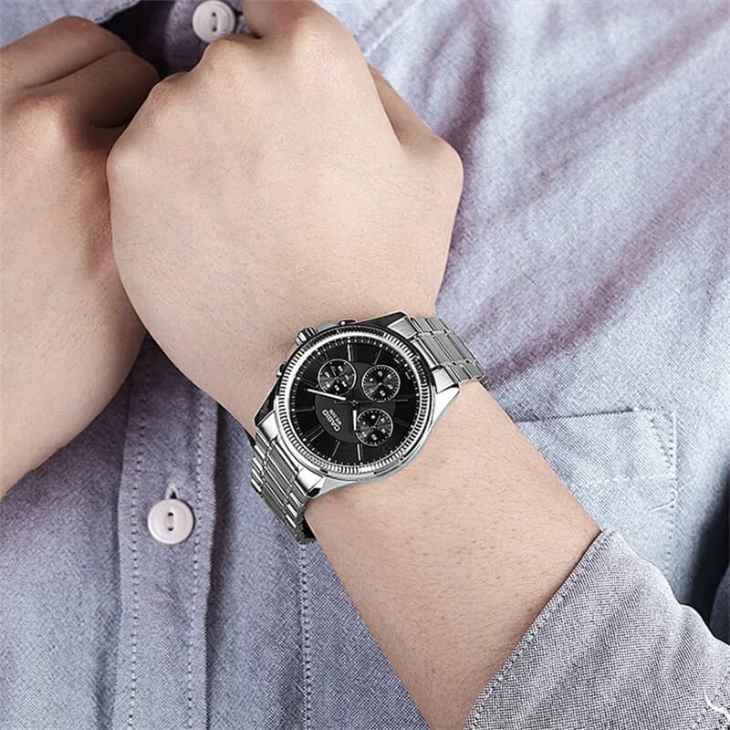 Часы CASIO 3 Eye Кварцевый механизм Часы Мужские Черный циферблат - изображение 2