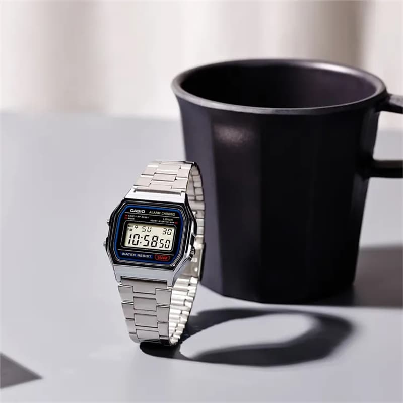 Часы CASIO Маленький Серебряный Кварцевый Механизм Нержавеющая Сталь Шнуровка Часы Женские Часы Черный Циферблат - изображение 2