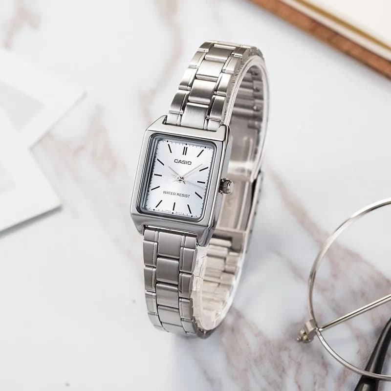 Часы CASIO Элегантные Маленькие Квадратные Кварцевые Механические Часы Женские Часы Синий Циферблат - изображение 3