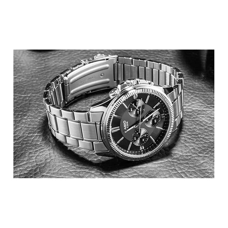 Часы CASIO 3 Eye Кварцевый механизм Часы Мужские Черный циферблат - изображение 3