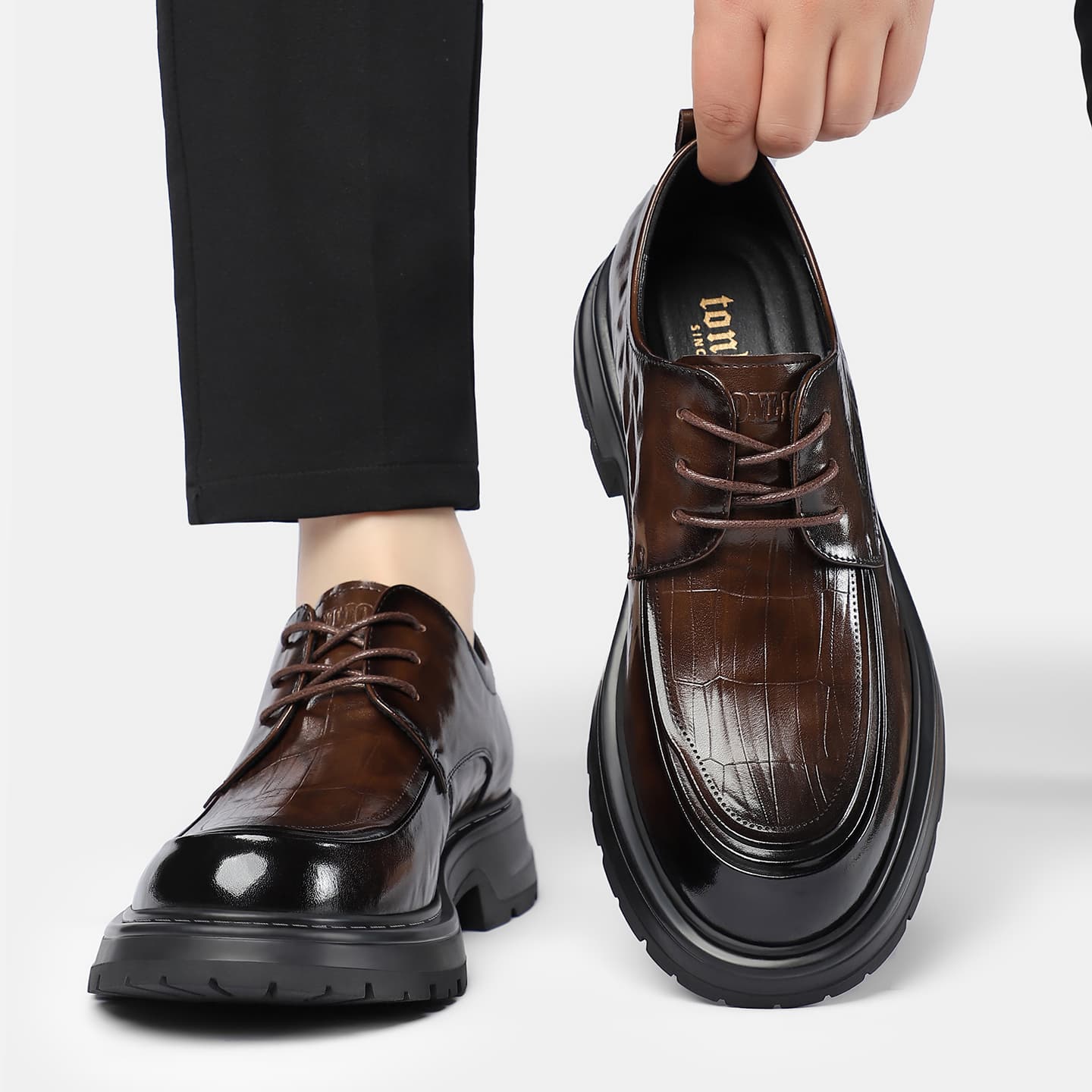 Tonlion Повседневные кожаные туфли Low Top Мужские - изображение 6