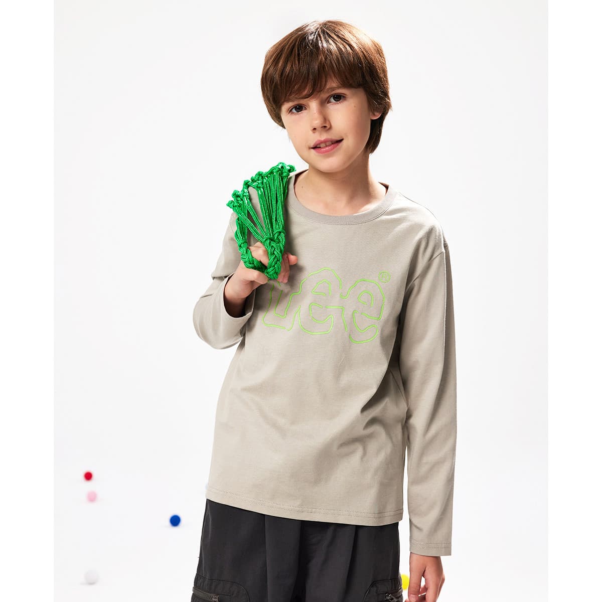 Футболка LEE KIDS T-рубашка Светло-серая Унисекс - изображение 6