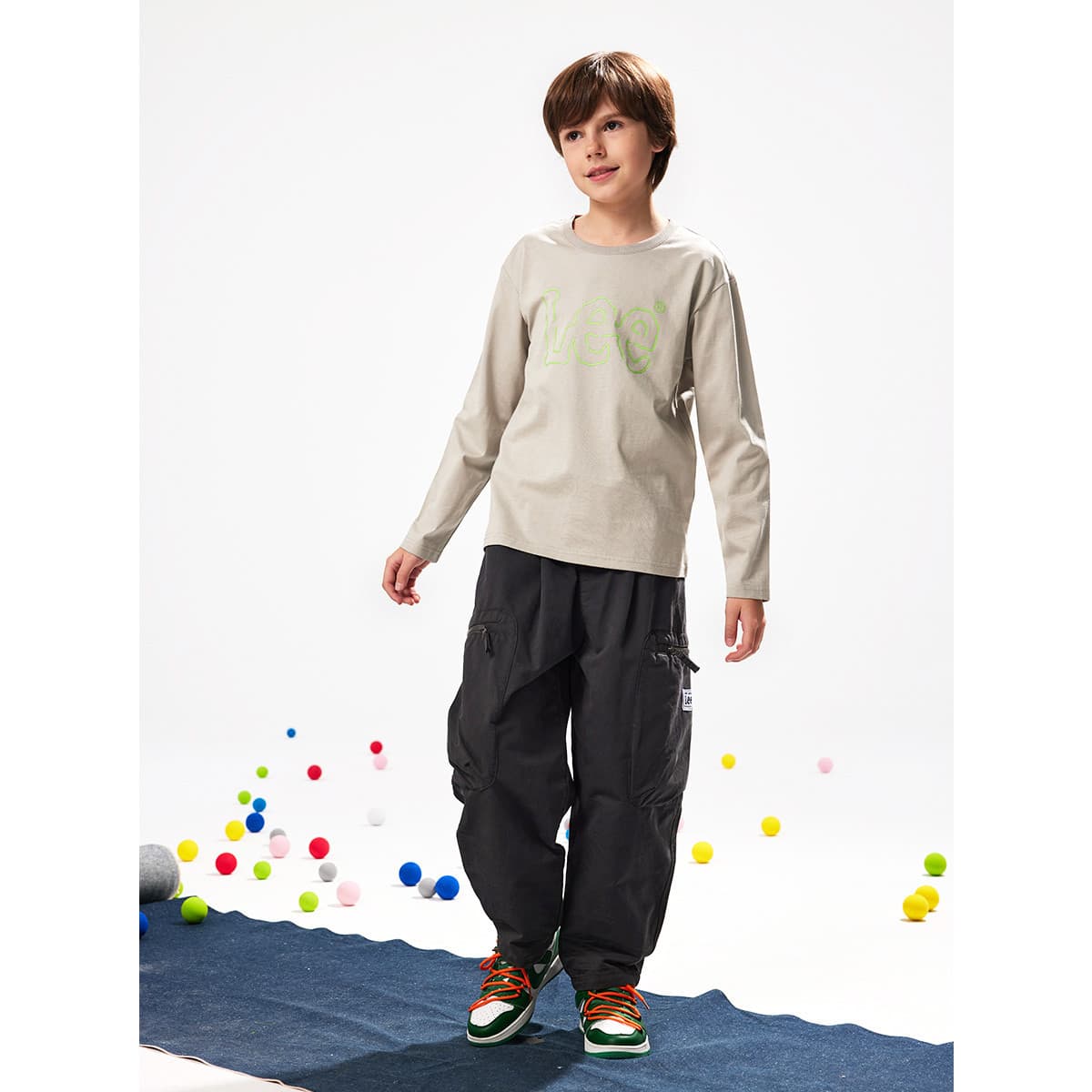 Футболка LEE KIDS T-рубашка Светло-серая Унисекс - изображение 3