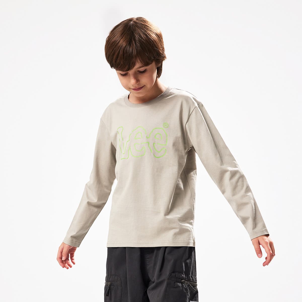 Футболка LEE KIDS T-рубашка Светло-серая Унисекс - изображение 4