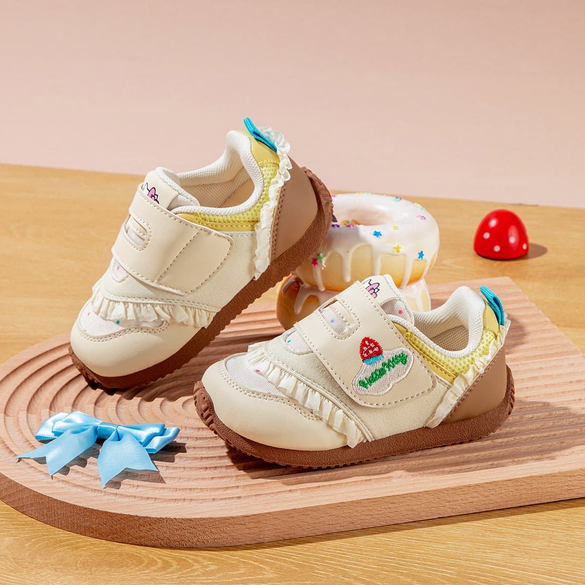 Кроссовки Санрио Hello Kitty Детские беговые кроссовки Low Топ Бежевый Для дошкольников - изображение 4
