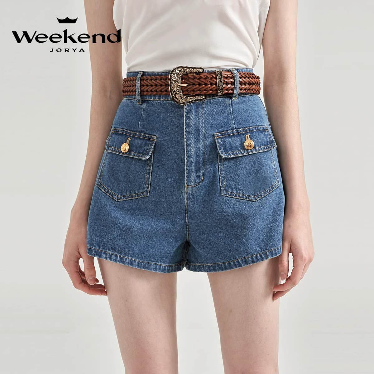 JORYAweekend Джинсовые шорты Женские Классические синие - изображение 2