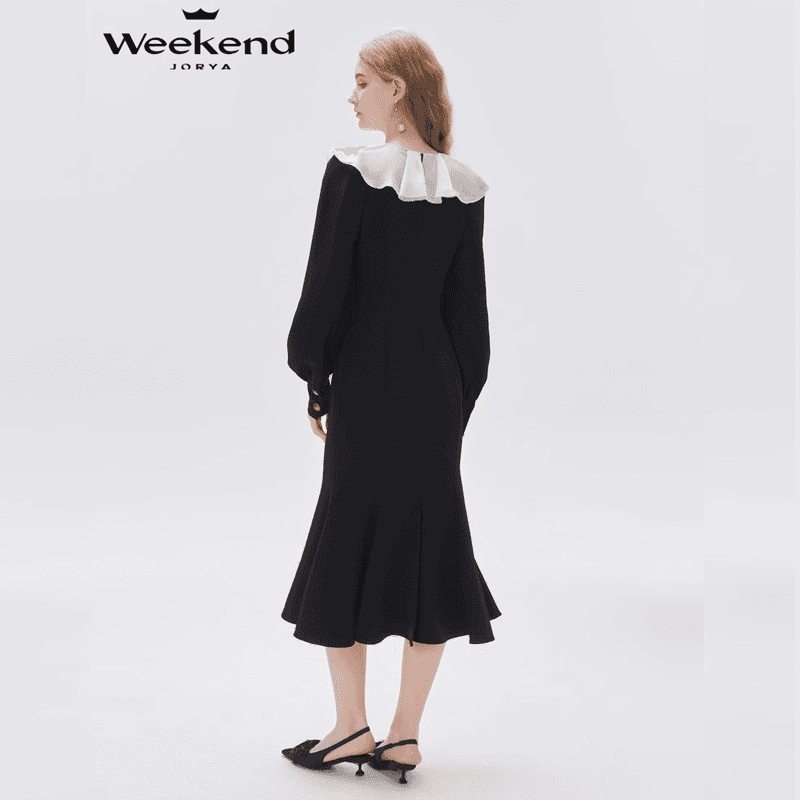 Платье JORYAweekend Длинное платье с длинными рукавами женское черное - изображение 2