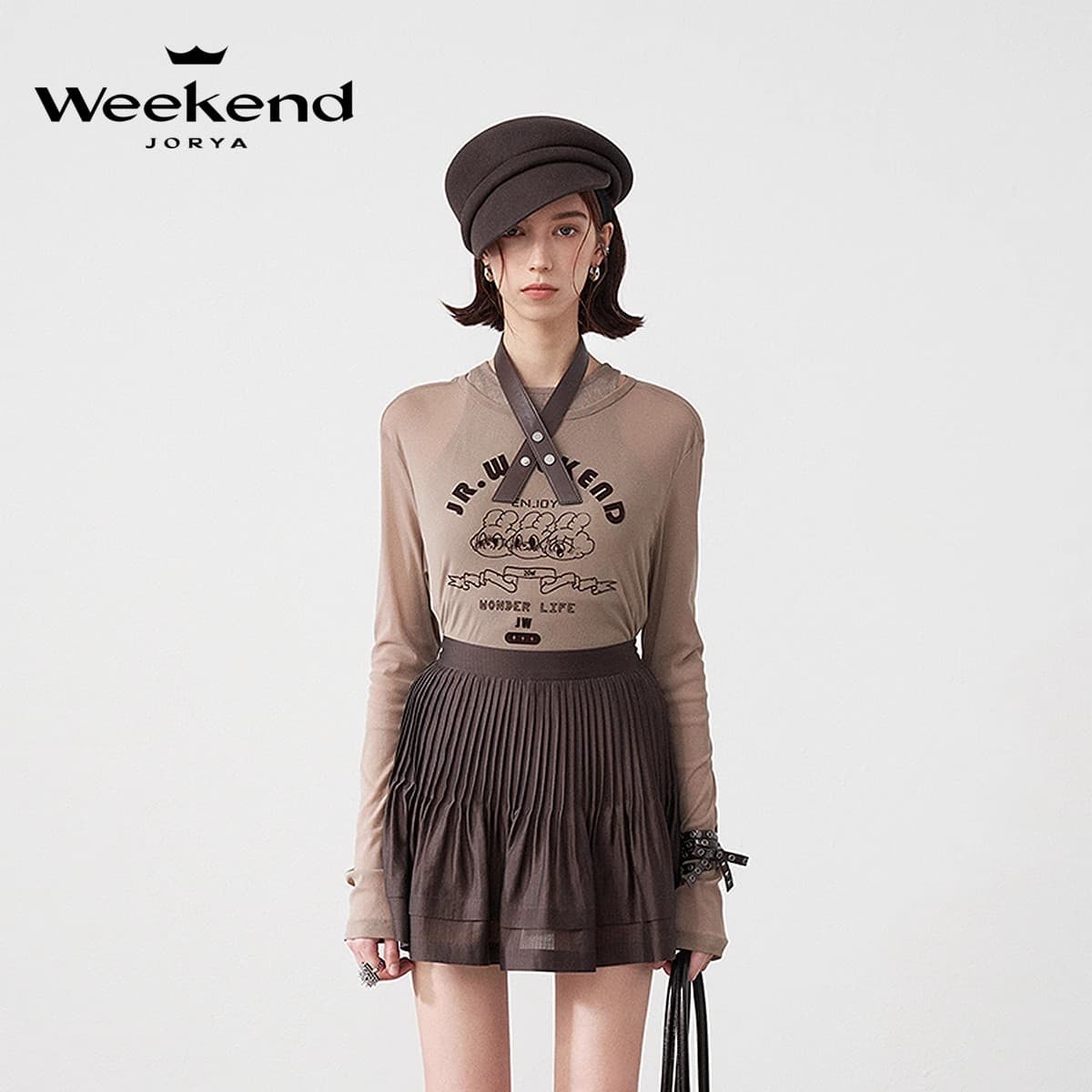 Футболка JORYAweekend Стандартная (Обычная) T-Рубашка Женская Светло-Кофейного Цвета - изображение 4