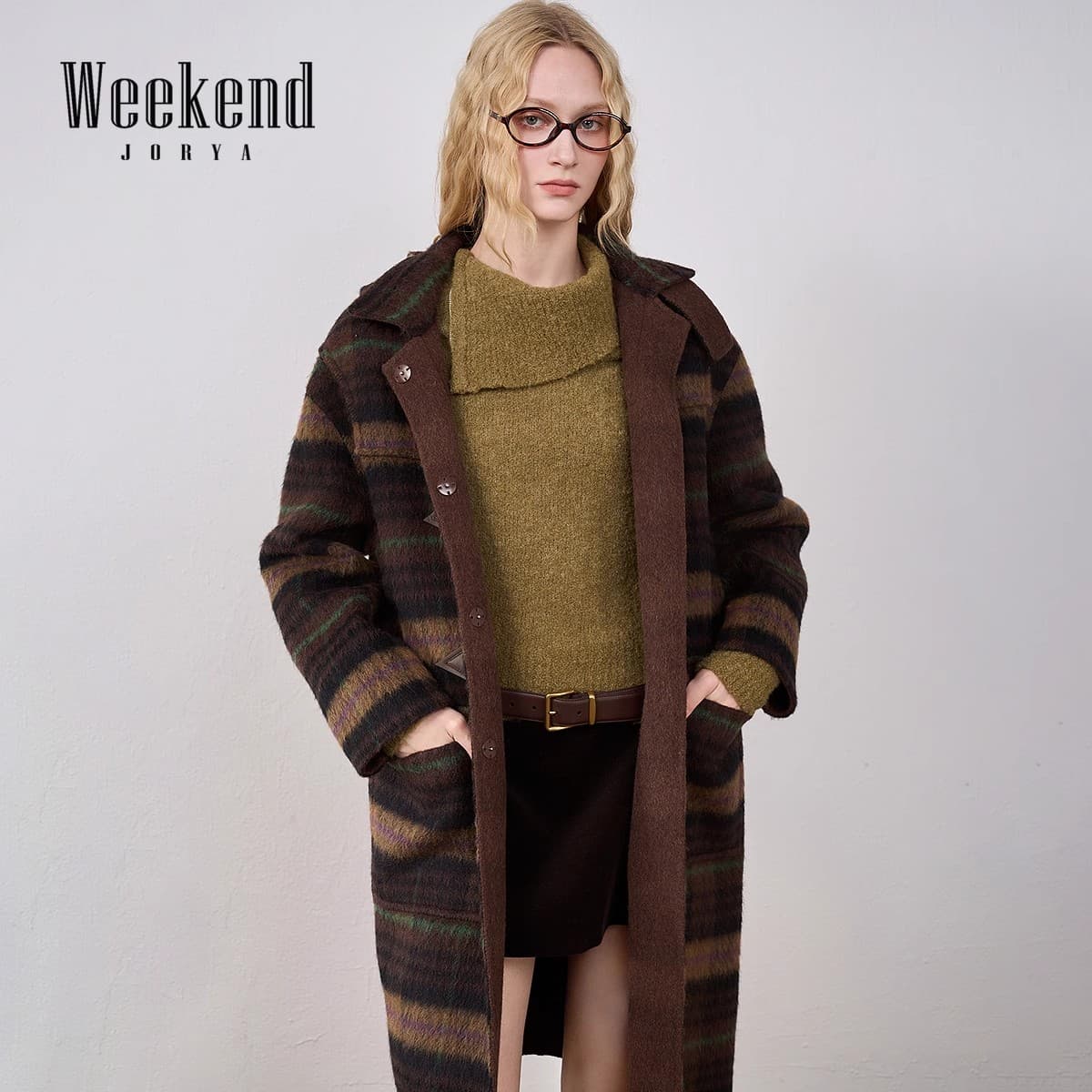 JORYAweekend Кофейная клетка Женское пальто - изображение 1