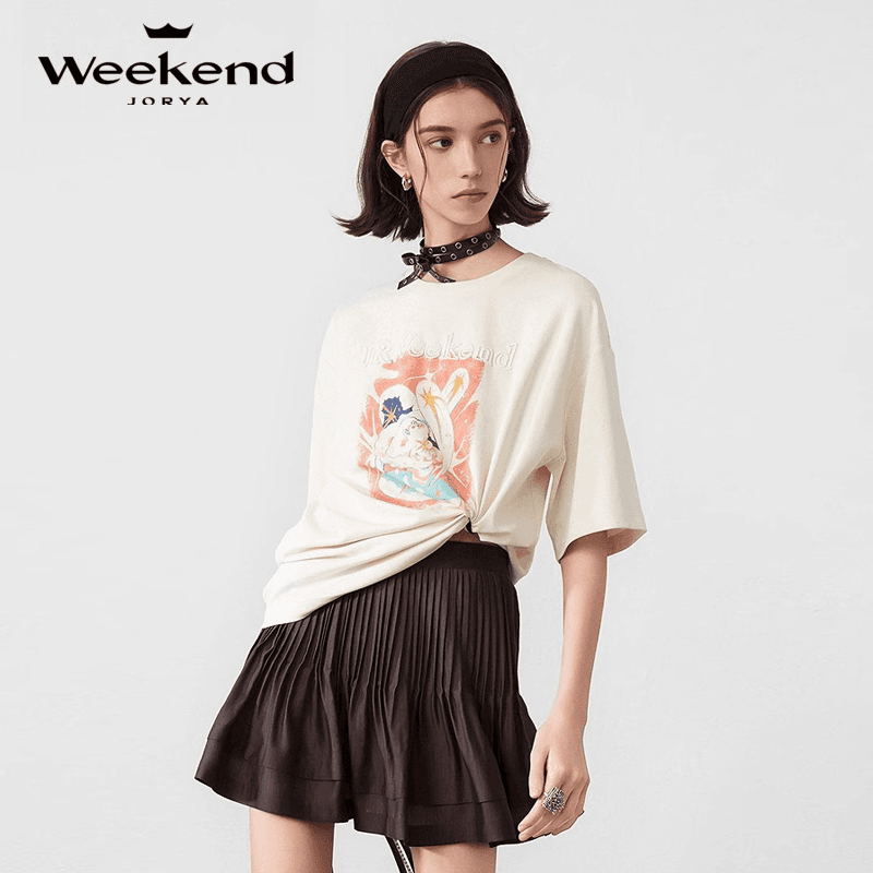 Футболка JORYAweekend Т-рубашка с рукавом-капри женская абрикосового цвета - изображение 3