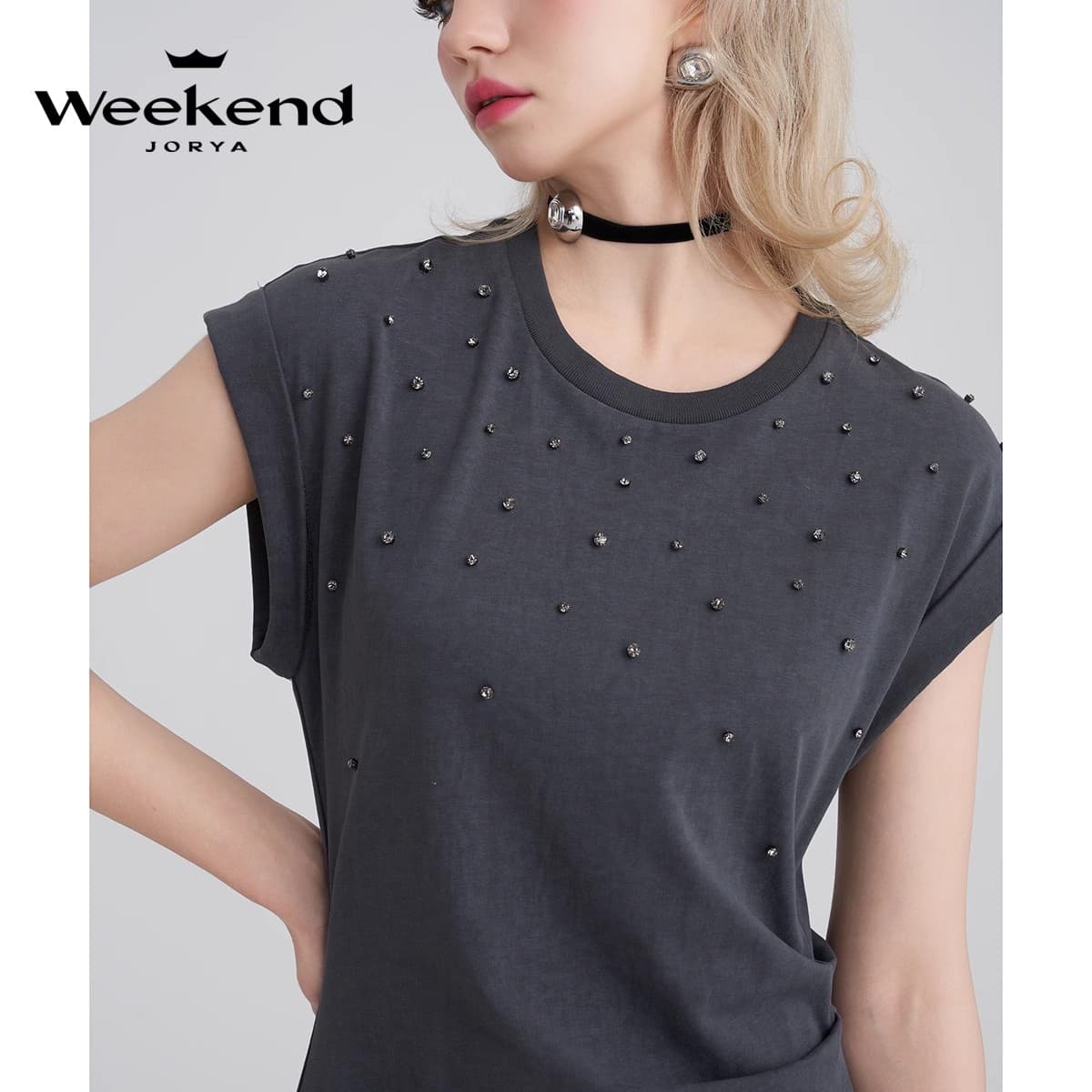Платье JORYAweekend Короткое платье с короткими рукавами женский ветерный серый - изображение 4