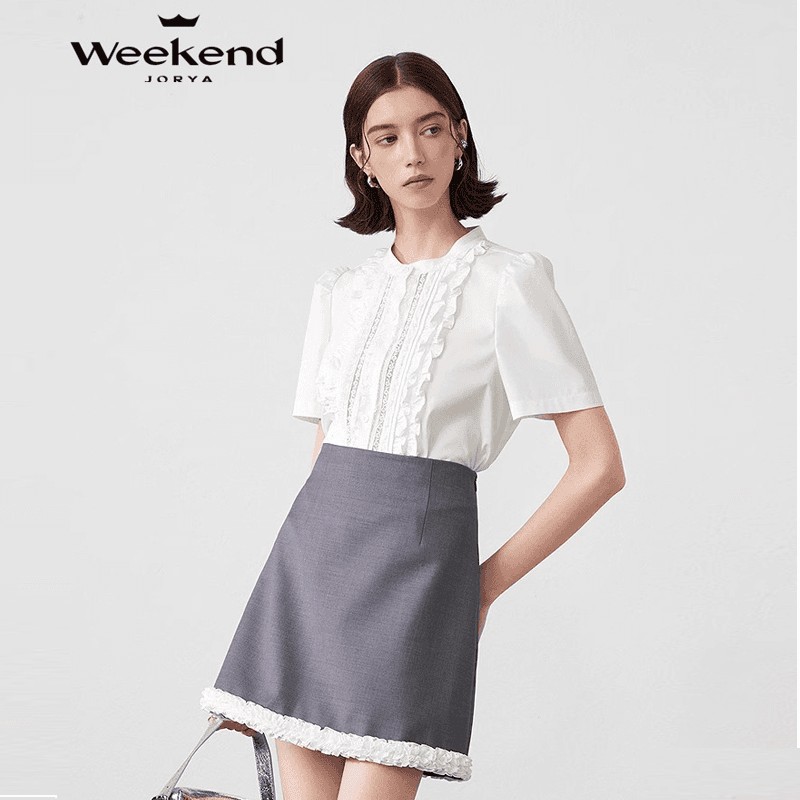 Юбка JORYAweekend Повседневные короткие юбки женские серые - изображение 4