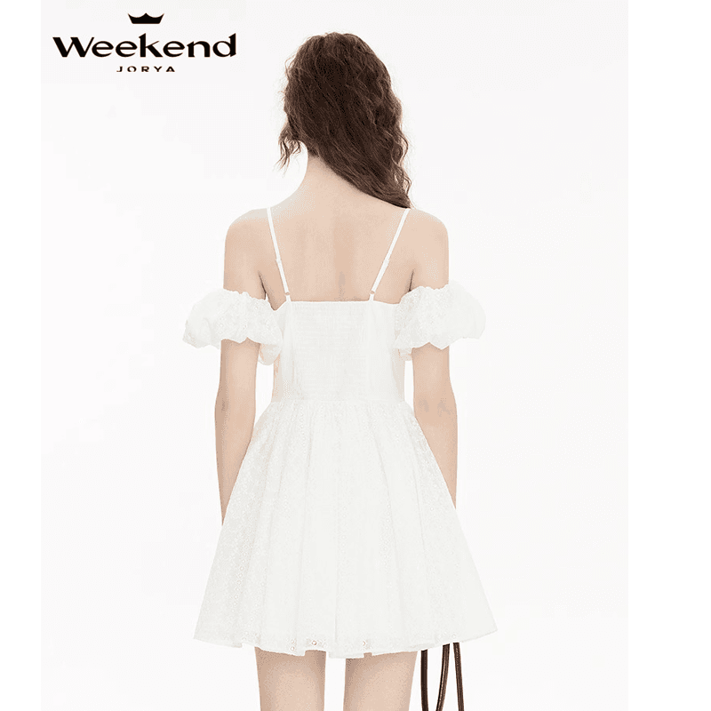 Платье JORYAweekend Короткое платье с короткими рукавами женское белое - изображение 2
