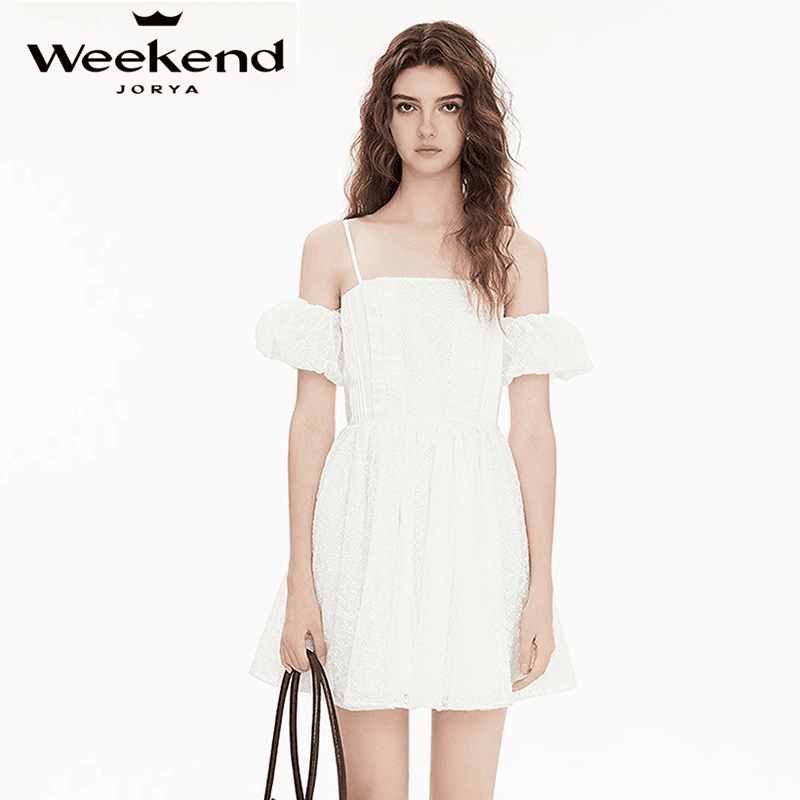 Платье JORYAweekend Короткое платье с короткими рукавами женское белое - изображение 3