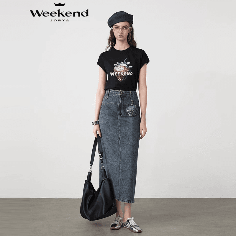 JORYAweekend Джинсовая длинная юбка женская цвет джинсовый синий - изображение 3