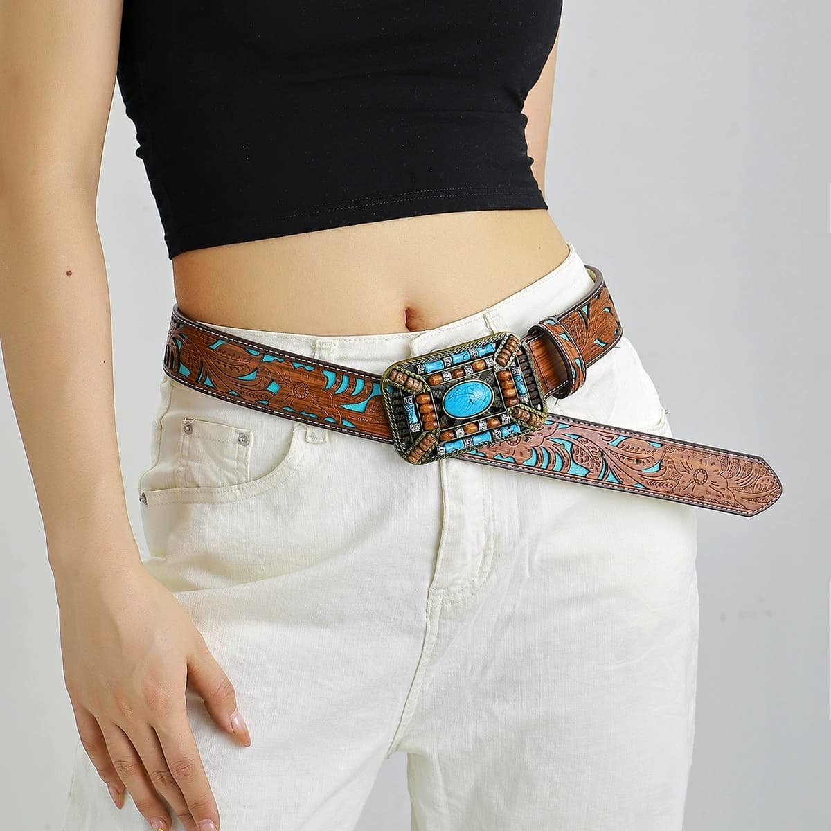 Ремень JEANSWEST ПУ (полиуретан) Искусственная кожа Сплав Кожаные ремни Женские 4CM - изображение 4