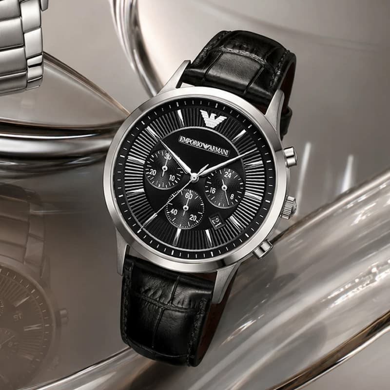Механические часы EMPORIO ARMANI Кварцевый механизм Мужские часы 43 мм Черный - изображение 6